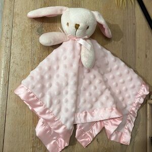 Baby Bunny Security Blanket Lovey Pro Goleem Pink Satin Minky Dot Popcorn
